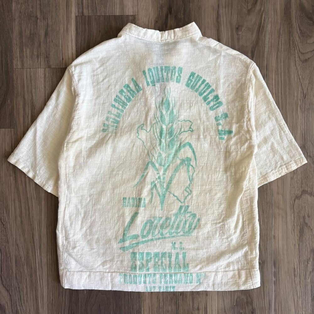 Vintage Flour Sack Shirt Men's Size S 1960s Corn Harina